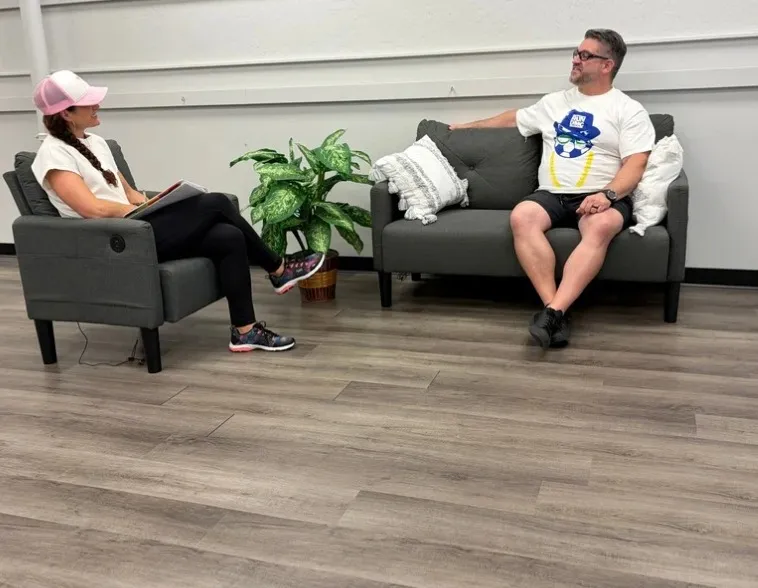 A one-on-one coaching conversation